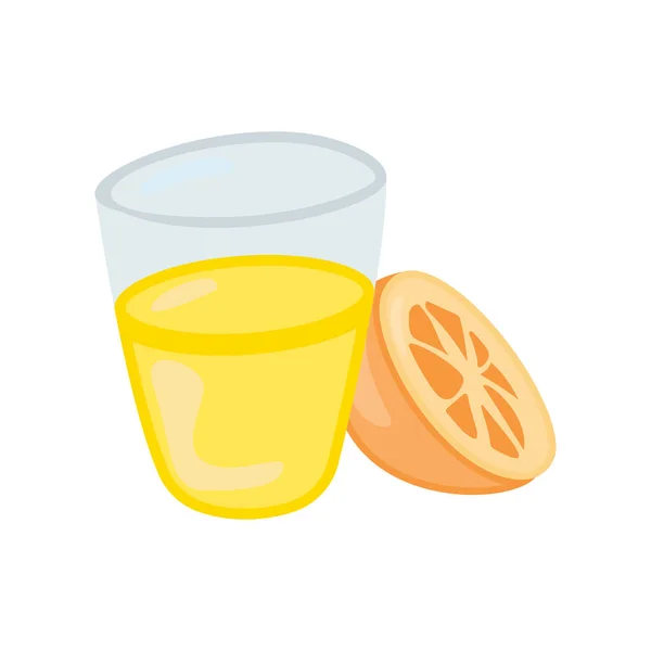Flache Designillustration Eines Orangensaftglases Und Einer Orangenscheibe — Stockvektor