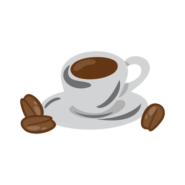 午前中はエスプレッソでコーヒーを飲みます 心地よい香りのカフェインマグカップ白い背景に隔離され シンプルなフラットベクトルイラスト — ストックベクタ