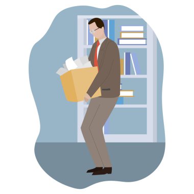 Çizgi film karakteri tasarım erkek office insan iş takım elbiseli taşımak kutusu