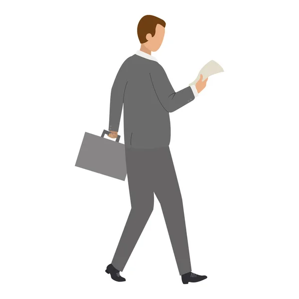 Office Executive Walking Holding Briefcase Man Suit Carrying Suitcase Ceo — Stock Vector