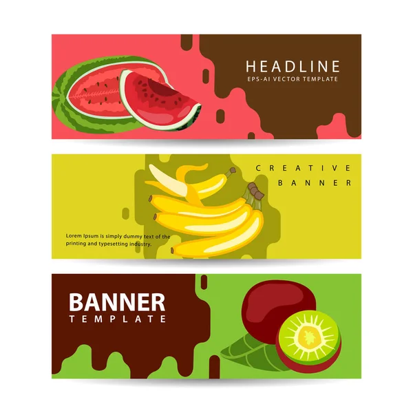 Werbebanner Für Den Bauernmarkt Banner Setzen Vektorillustration — Stockvektor