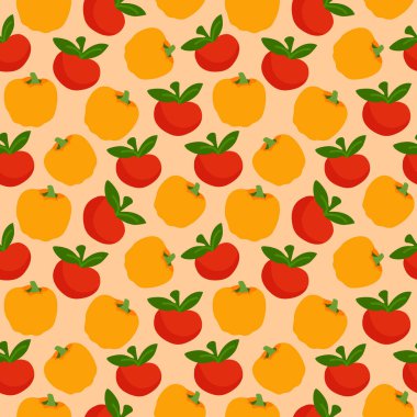 Tatlı dolmalık biberli kusursuz desen. Sebze bitkisi doğal şablon. Kusursuz desen desen tasarımı.