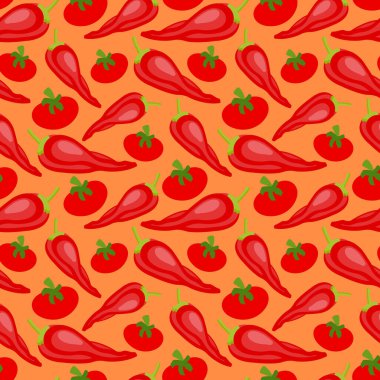 Kırmızı biberli kusursuz bir arka plan. Kusursuz desen desen tasarımı.