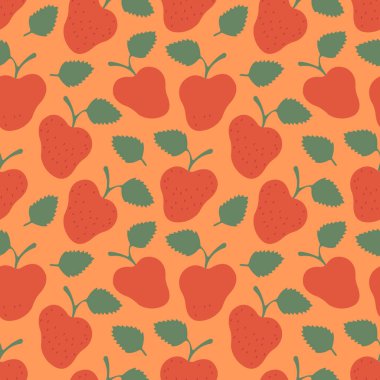 Çilekler elle çizilmiş, pürüzsüz bir arka plan. Kusursuz desen desen tasarımı.