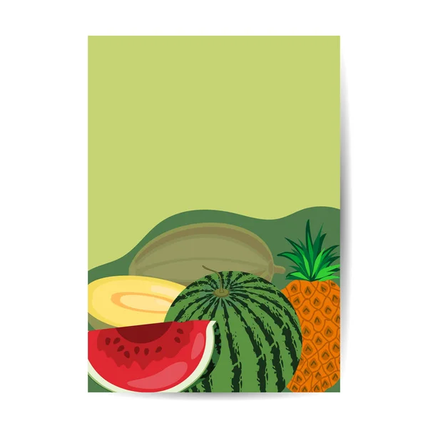 Frutas Tropicales Orgánicas Naturales Banners Verticales Set Diseño Plantilla Vector — Vector de stock
