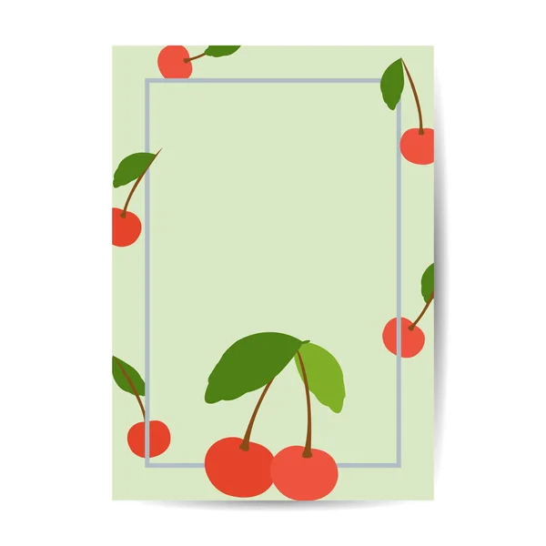 Cherry Fruit Flat Design Style Vector Cover Illustration — Stock Vector