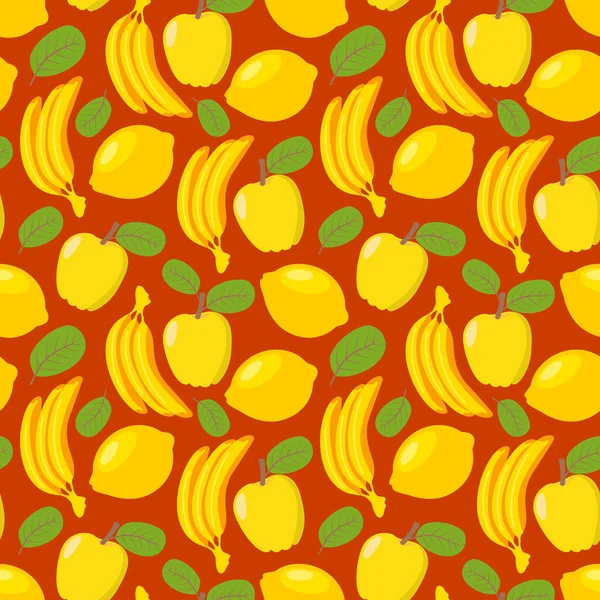 Frutas Tropicais Sem Costura Padrão Bananas Limões Impressões Têxteis Roupa — Vetor de Stock