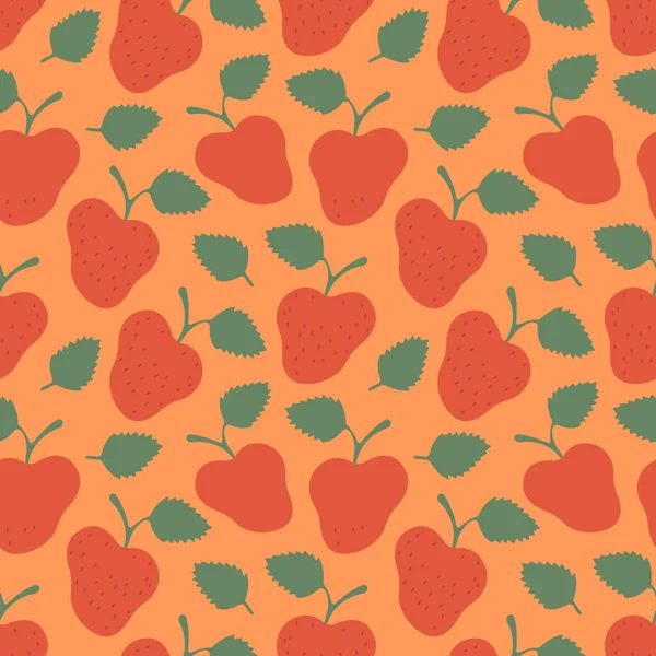 Strawberries Hand Drawn Seamless Pattern Background Seamless Pattern Texture Design — Stock Vector