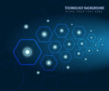 Parlak ışıkları olan mavi altıgenler ve ok simgeleri