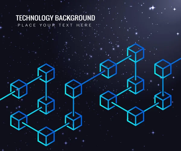 Blockchain Line Concept Dark Background Abstract Geometric Blockchain Technology Cryptocurrency — Stockvektor