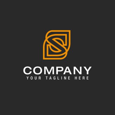 Initial letter S logo template with geometric leaf line art illustration in flat design monogram symbol