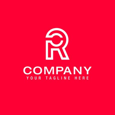 Abstract alphabet letter icon logo RC mockup thin line