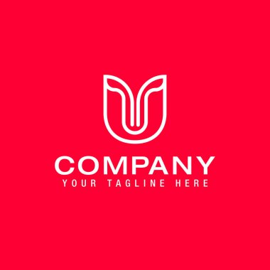 letter U UY flower tulip bold Logo Line Design Template Vector