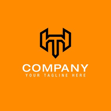 Alphabet letters Initials Monogram HT Logo Line Design Template Vector