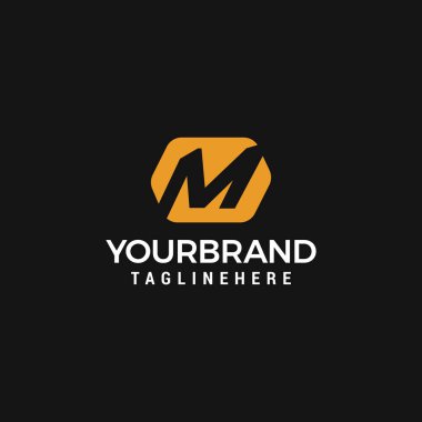 Negative Space M Letter Logo Techno Hexagonal Gear Vector Design Logo Template