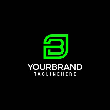 B harf yaprağı ilk doğa çizgi art anahat monoline logo vektör simgesi
