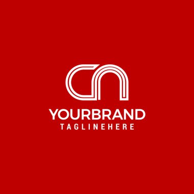 Initial lowercase letter cn linked outline rounded logo white color on black background