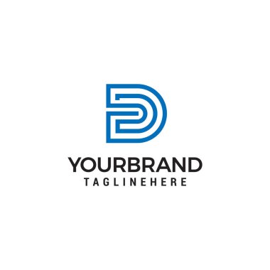 Line letter D logotype. Abstract moving airy logo icon design, ready symbol creative vector sign.