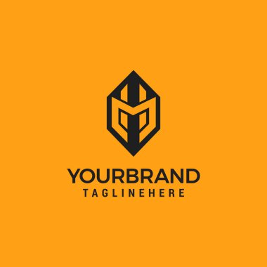 Initial letter M H MH or HM logo template with sporty geometric hexagonal illustration