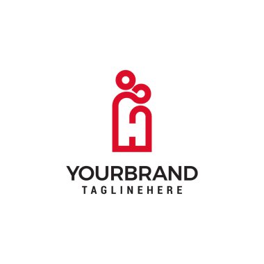 letter h human couple icon logo line design template vector