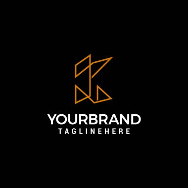 K letter K monogram Flat linear letter on a black background.