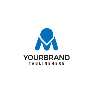 letter M pin location logo design template vector