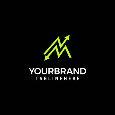 NM letter logo line design template vector chart alphabet symbol