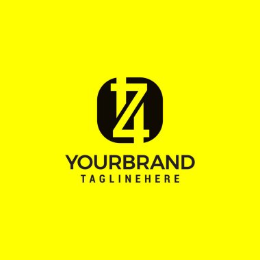 Z4 4Z 4 Z Elegant Initial Letter and Number Logo Vector