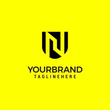 letter N in the shield simple and modern logo design vector illustration