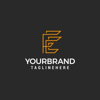 Alphabet letters Initials Monogram logo FE EF line design template vector