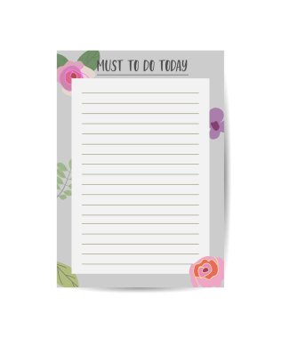 To do list planner with doodle flower style colors and stripes A sheet for printing.