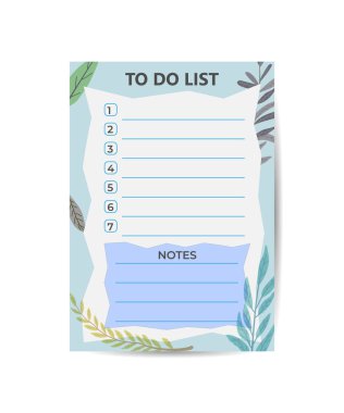 To do list template for day week or year with tropical leaves decoration.