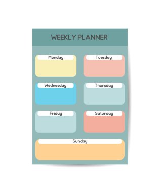 Weekly planner Cute page for scrapbook diary school accessories Cute romantic vector page.