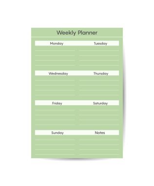 Planner template for business and studying with weekly plan pages task and check list flat vector illustration