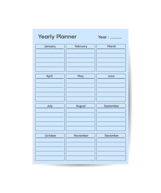 yearly planner template minimalist planners Business organizer page vector design