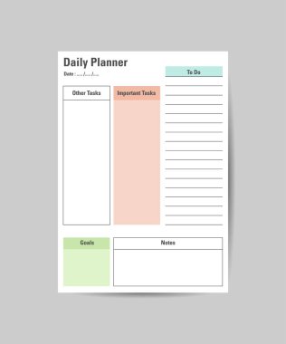 Daily planner vector template. Concept for diary or notebook design. Set of seasonal organizers. To do list.