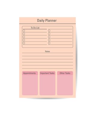 Daily planning template. Simple vector illustration design.