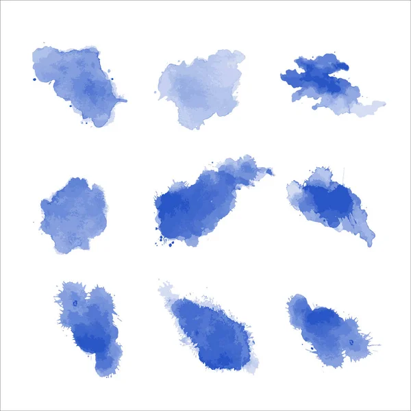 Vector Lila Aquarell Pinselstrich Set Abstrakte Polierte Spritzspurform Blaue Ölfarbe — Stockvektor