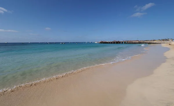 Beach Fishing Boats Atlantic Ocean African Santa Maria Town Sal — Stockfoto