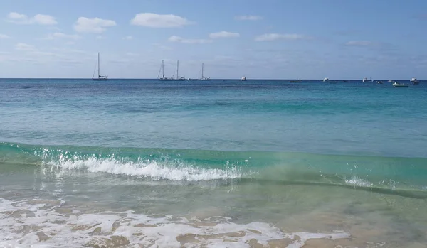 Yachts Boats Atlantic Ocean African Santa Maria Town Sal Island — Photo