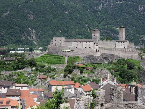 Krajina Hradem Grande Evropském Městě Bellinzona Hlavním Městě Kantonu Ticino — Stock fotografie