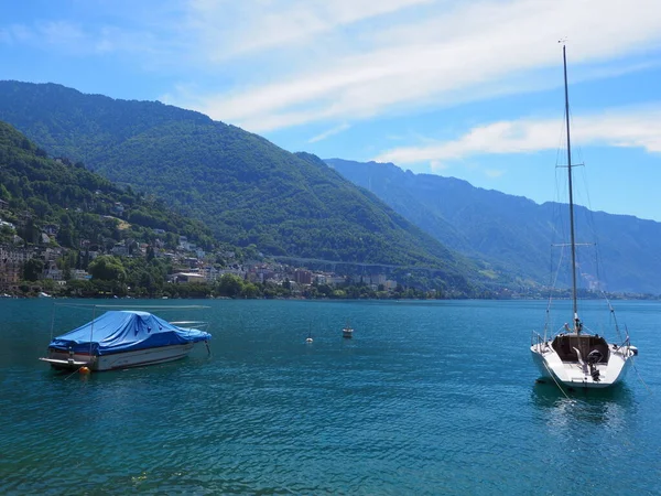 Montreux Switzerland July 2017 Boat Yacht Lake Geneva European City — ストック写真