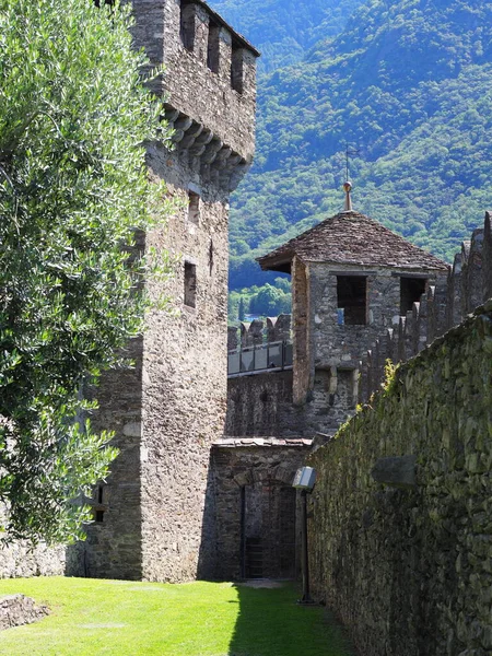 Malerische Burgmauern Der Europäischen Stadt Bellinzona Kanton Tessin Der Schweiz — Stockfoto