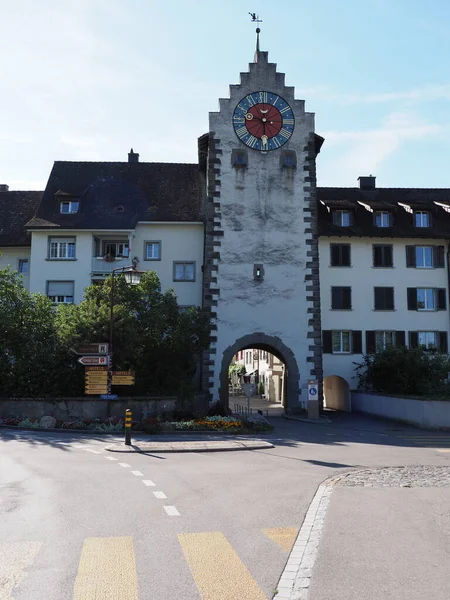 Front Untertor Gate European Stein Rhein Town Schaffhausen Switzerland Blue — Fotografia de Stock