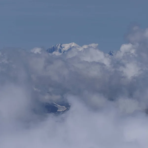 Mont Blanc 807 Summit Clouds Seen European Canton Valais Switzerland — Stock Photo, Image