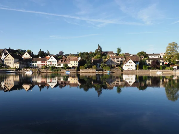 Brilliant Rhine River European Stein Rhein Town Switzerland Kanton Schaffhausen — Zdjęcie stockowe