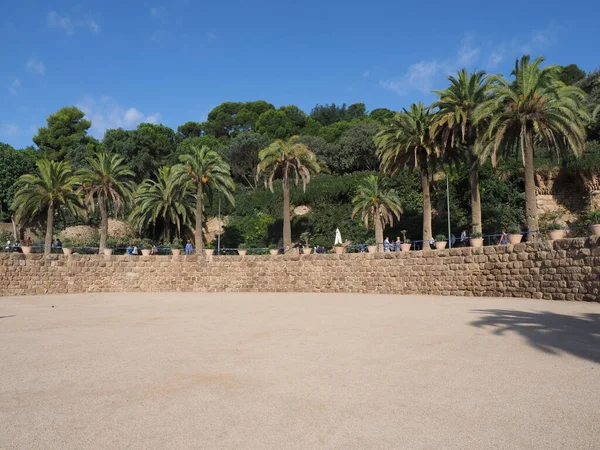 Palms Park Guell European Barcelona City Catalonia District Spain Clear — Stockfoto