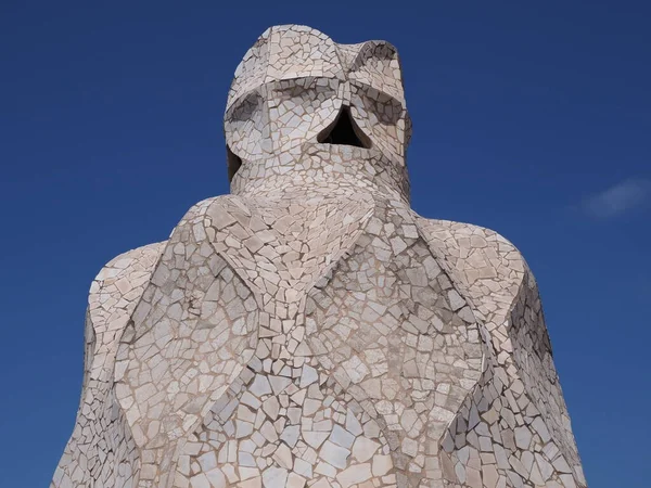 Chimney Sculpture Rooftop European Barcelona City Catalonia District Spain Clear — Stock Photo, Image