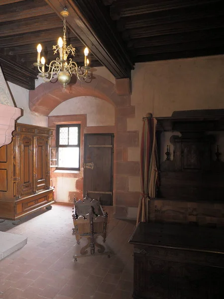 Old Bed Chamber Koenigsbourg Castle European Orschwiller Town Alsace Region — Foto de Stock