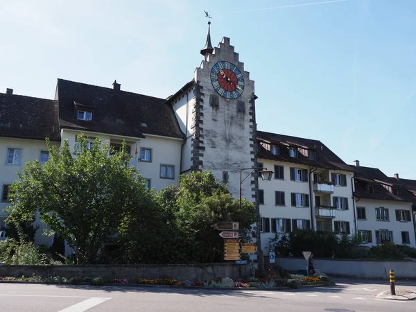 Fassade Des Untertores Stein Rhein Bei Schaffhausen Der Schweiz Blauer — Stockfoto